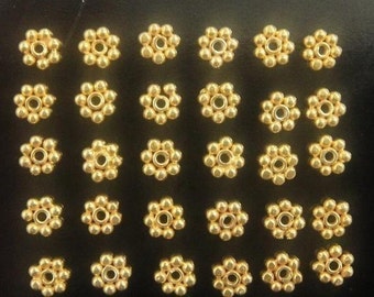 Vermeil Daisy Spacer Bead, 20pc, 3mm, Bali 24k Gold Plated over 925 Sterling