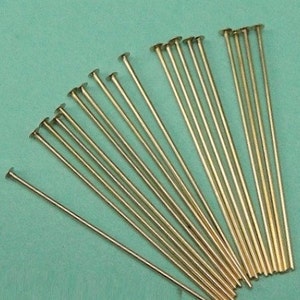 10 pc 24g gauge ga g 14k Gold Filled Flat Head Pins- 1 inch