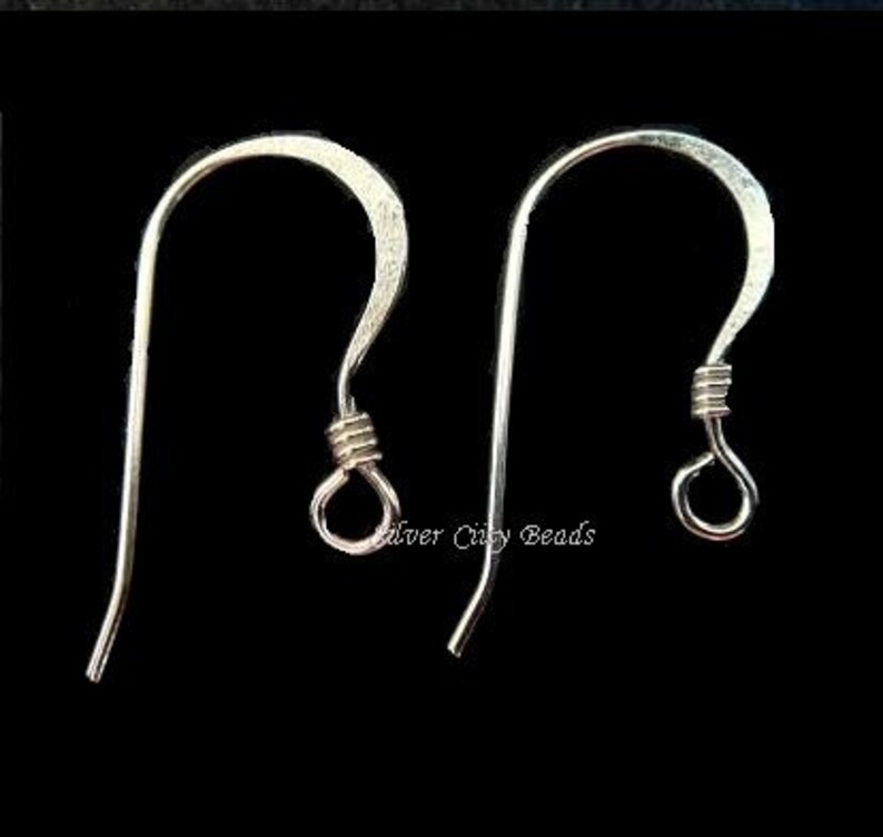 Sterling Silver HOOK Ear Wires with Coil, 40 pcs, French Earwires 16 x 9 mm Wholesale Earrings image 1