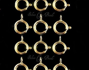 Spring Ring Gold Filled Clasps, 50 Pcs- BULK- 5.5MM Gold Filled Spring Ring Clasps- Closed Ring, GS562F