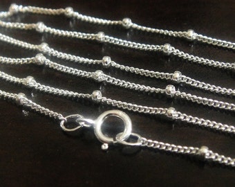 Sterling Silver Satellite Chain, FINISHED Necklace, 20 INCHES, 1mm chain, 1.9mm bead