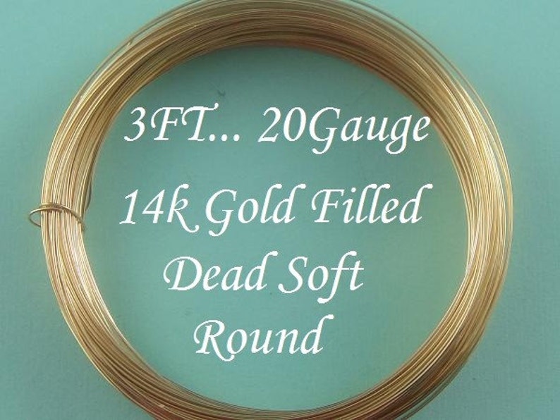 20 g gauge ga, 3 Ft 14k Gold Filled Round Wire, Dead Soft image 1