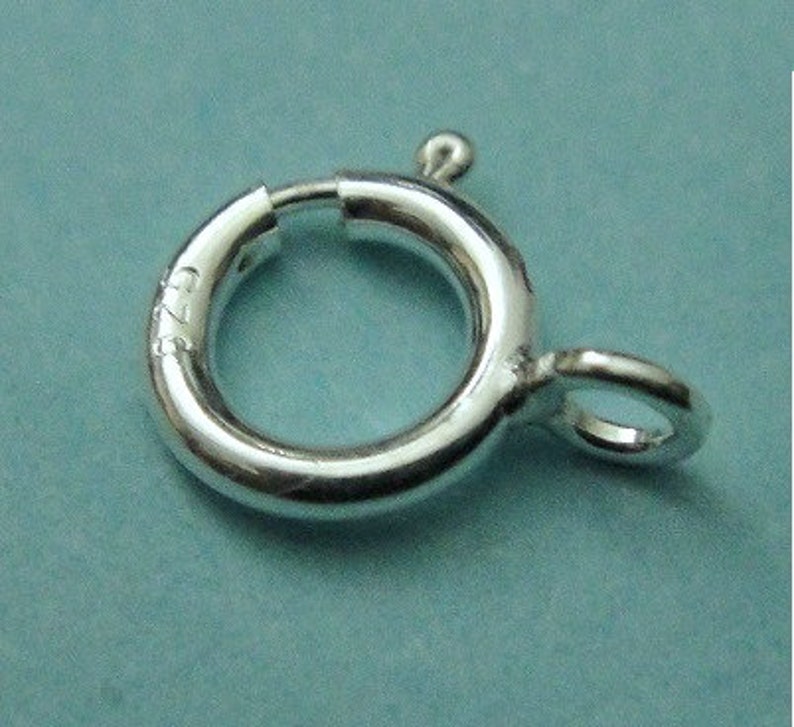 Silver Spring Ring Clasp, 25 Pcs 5mm, Sterling Silver Spring Ring Clasps, Closed Ring, SC145 image 1