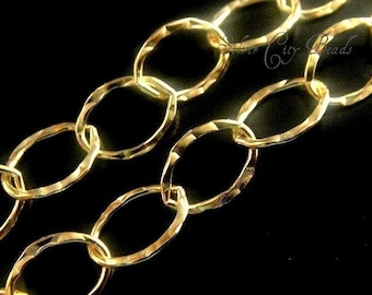 12 inch, 14k Gold Filled Hammered Cable Chain- 8x6mm