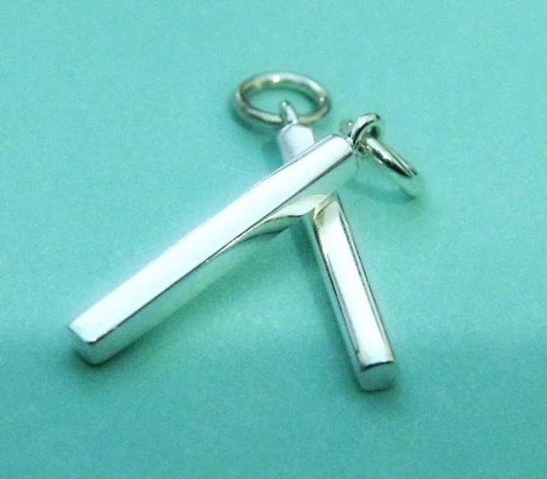 Sterling Silver Bar Charm, Rectangle Drop Dangle, MEDIUM Bar, 29x2mm x 2mm thick, 1 pc immagine 1