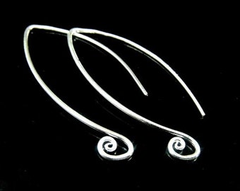 Sterling silver Large Hook Earwire 41x17mm.20g wire, 1 Pair