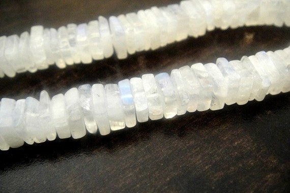 Rainbow Moonstone Heishi Beads, Natural Gemstones, 3 INCH strand, Brides, Wholesale Gems, 4-5mm,