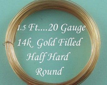 18 inches 20g 14k Gold Filled Round Wire,  Half Hard