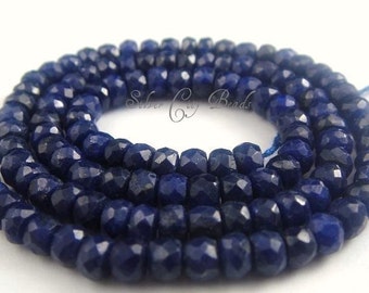 AAA Blue Sapphire Rondelles - Faceted Rondelle WHOLESALE Beads, September Birthstone, Select Quantity - 3.5-4mm