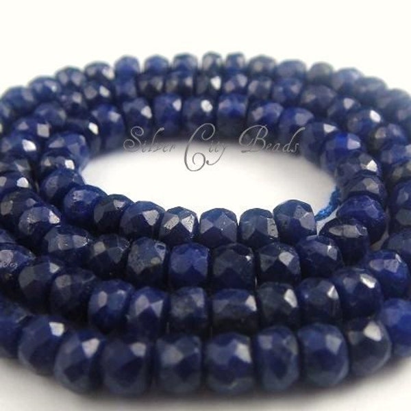 AAA Blue Sapphire Rondelles - Faceted Rondelle WHOLESALE Beads, September Birthstone, Select Quantity - 3.5-4mm