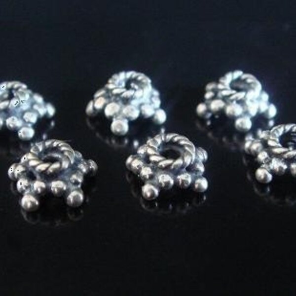 4 Bali Sterling Silver Bead Cap -3x6 mm