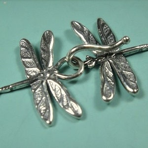925 Sterling Dragonfly  Clasp, Dragon Fly Silver Hook Clasp Set, 40mm, SC313