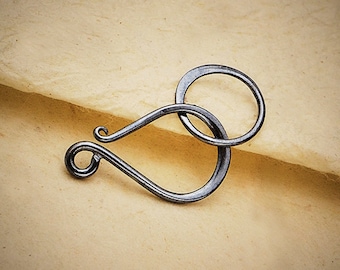 Sterling Silver Oxidized Simple Hook and Eye Clasp- 25x11mm SOx395