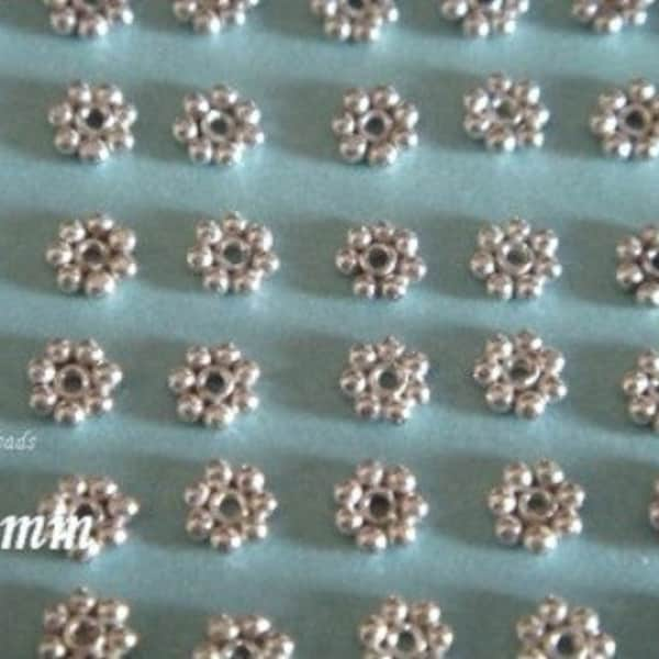 3mm Sterling Silver Daisy Spacer Bead, Bright, SELECT YOUR QUANTITY