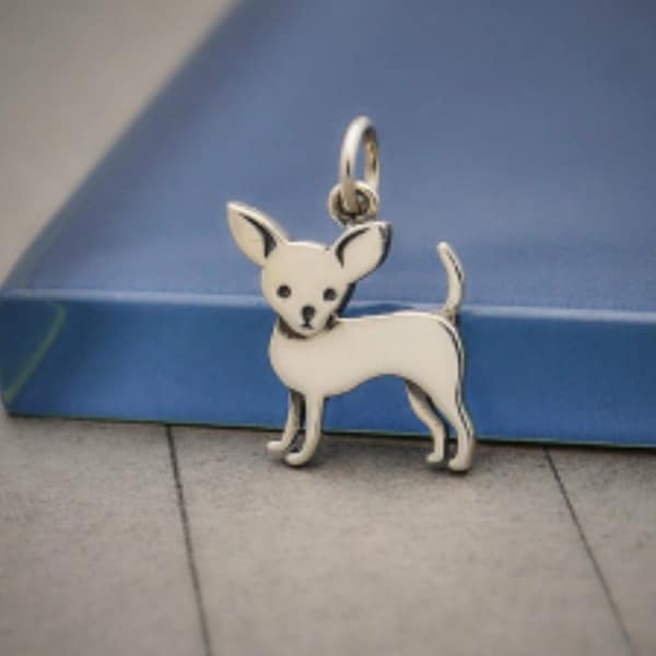 Sterling Silver Chihuahua Dog Charm 18x12mm