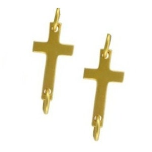 Vermeil Sideways Cross Link Charm Pendant, 6 pcs-24k Gold over Sterling Silver 16x6mm