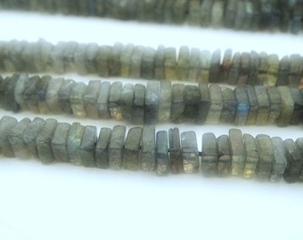 Shop Sale...Labradorite Heishi Beads, Blue Flash Natural Gemstones, 8" strand, WHOLESALE BEADS Brides,  4-5mm,