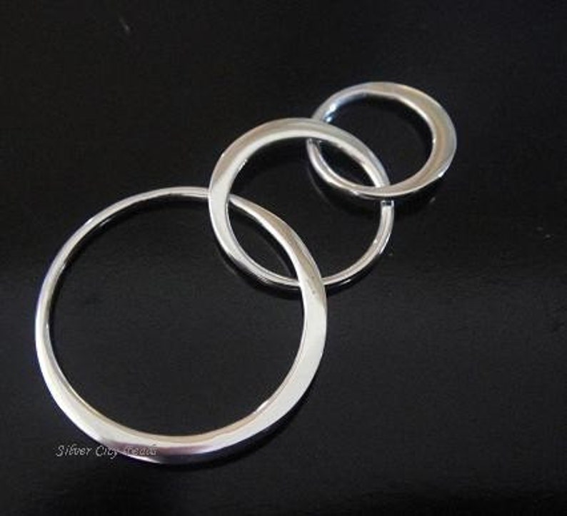 Silver Links, Thai Sterling Silver Circle Links 37 x 18 x .7 image 1