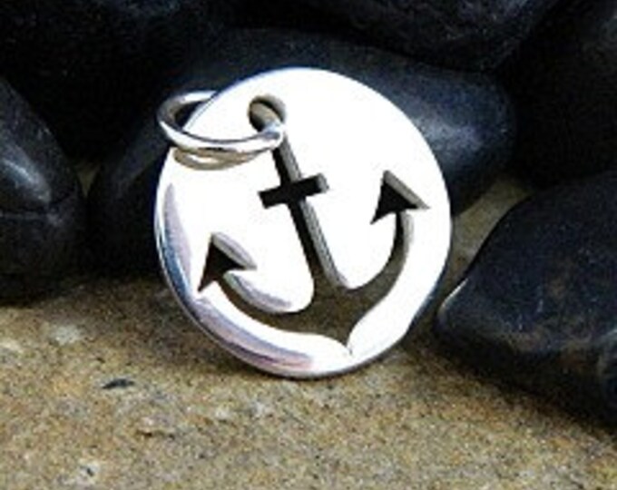 Silver Anchor Charm Tag Cut Out Disc 925 Sterling Silver - Etsy