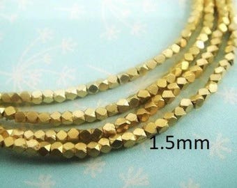 1.5mm Gold Vermeil Faceted Beads, 24kt Gold Plate over 925 Fine Silver Handmade Spacer Bead, 20pcs-210(1 strand)-Select your quantity