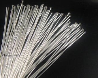 50 Pcs 26g Sterling Silver Flat Headpins- 1.5 inch