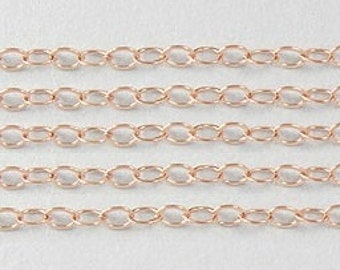 14k Rose Gold Flat Cable Filled Wholesale Chain 5 Ft, 2x1.5mm