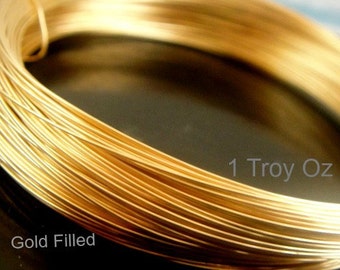 14k Gold Filled Round Wire - 1 Troy Oz - 14,16,18,20,22,24,26,28,30 gauge ga g - LOW Wholesale Wire Price -Select your Size