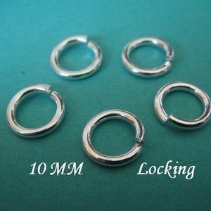 10mm LOCKING Jump Rings, 925 Sterling Silver, 10 Pcs 16 gauge ga g, aka jump locks,