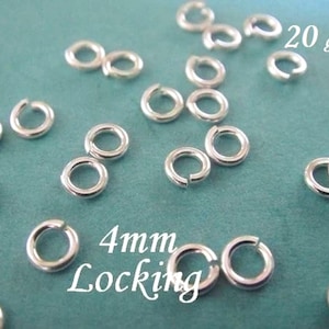 50 Pcs, 4mm Sterling Silver Locking Jump Rings, BULK WHOLESALE, 20ga wire