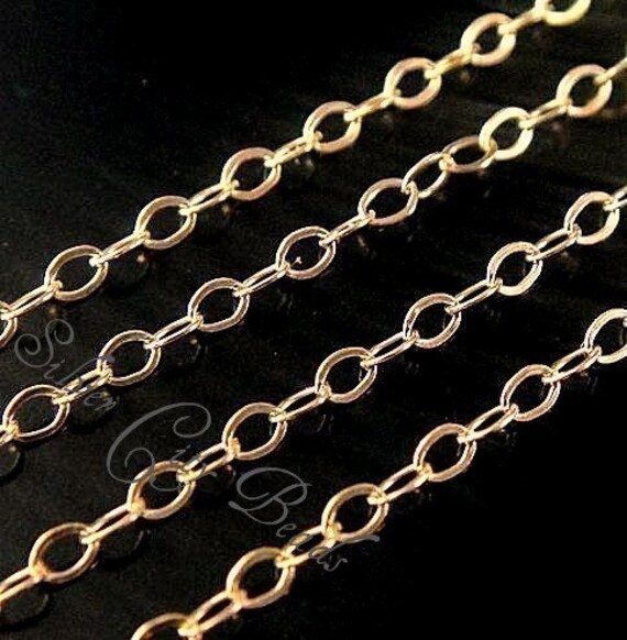 14K Gold Filled Flat Dainty Cable Link Chain – For Jewelry Making, 14k Gold Filled