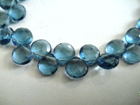 Blue Quartz HEART Briolette Beads London Blue 6 MATCHED - Etsy