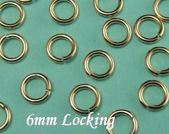 20 pcs, 18 gauge ga g, 6mm 14k Gold Filled Jump Rings, aka jump locks, secure