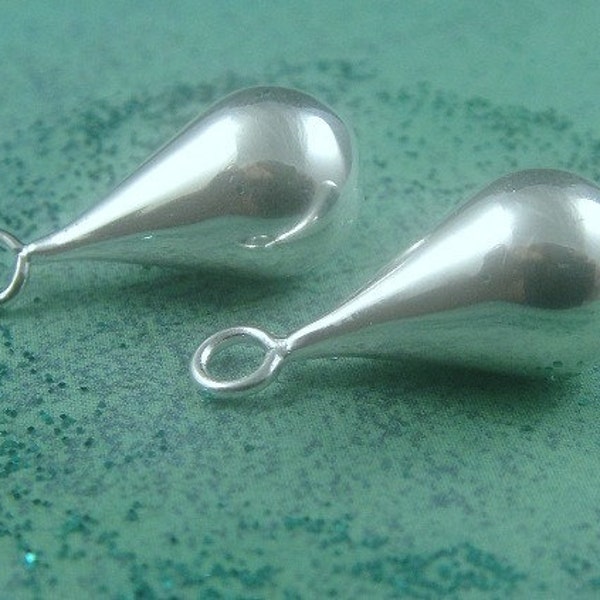 Silver Teardrop Charm,  1 Pc Sterling Silver Large Teardrop Briolette Pendant- 18x8mm