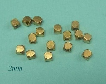 Vermeil Faceted Beads, 2mm Center Drilled, Bali Handmade Findings, 925 Sterling Silver