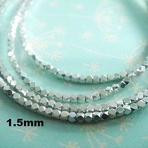 1.5mm Sterling Silver Faceted Spacer Beads, Wholesale Bead, 20-100 pcs