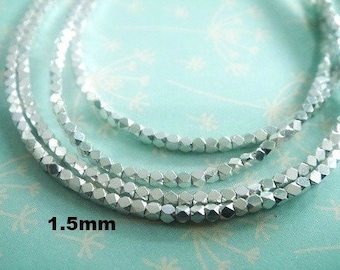 1.5mm Sterling Silver Faceted Spacer Beads, Wholesale Bead, 20-100 pcs