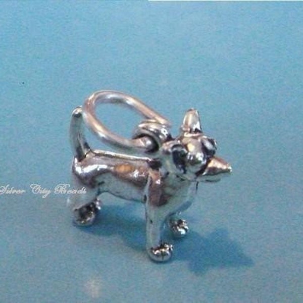 Sterling Silver Chihuahua Dog Charm -11.4mm,  Small Dog Charm, Read Listing Description