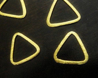 Brushed Triangle Links,  24k Vermeil Brush Textured Components, 4 pcs, Earrings, Drops, Pendants, 14mm approx