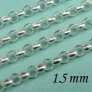 Sterling Silver Rolo Chain, 5 Ft, 1.5mm, SALE