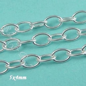 5 Ft Sterling Silver Cable Chain Wholesale Chains 5x4mm image 1