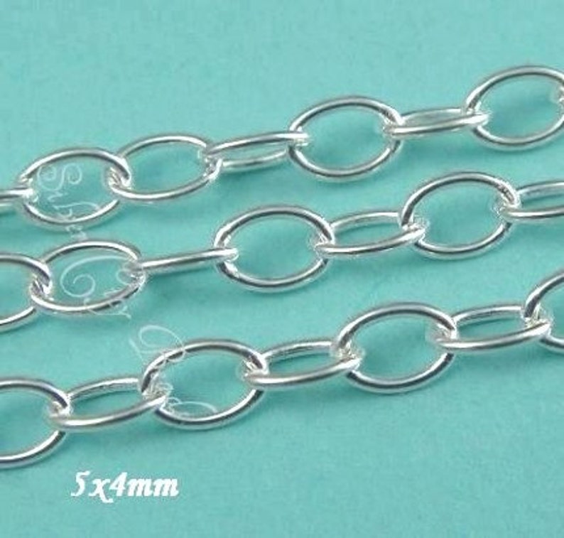 5 Ft Sterling Silver Cable Chain Wholesale Chains 5x4mm image 1