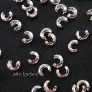 Silver Crimp Covers, 20 - 3.2mm Sterling Silver Crimp Covers