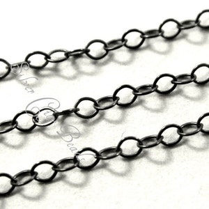 5 ft Sterling Silver OXIDIZED Flat Cable Chain Wholesale Chains  -2x1.5mm-