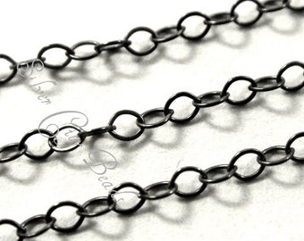 5 ft Sterling Silver OXIDIZED Flat Cable Chain Wholesale Chains  -2x1.5mm-