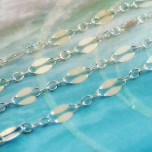 1,3,5, HEAVIER Dapped Sequin Chain / 925 Sterling Silver / HEAVIER Elongated Long and Short Links / WHOLESALE Chain by the Foot /  2.60x5mm,