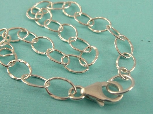 Sterling Silver Charm Bracelet Chain FINISHED Hammered Cable - Etsy