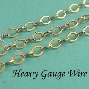 14k Gold Filled Flat Cable Chain, HEAVY Gauge Wire, 50ft UPGRADE 2.0x1.7mm WHOLESALE image 1