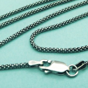 Sterling Silver Popcorn Chain. Oxidized Necklace, 2.50mm, 1.8mm, 2mm,  Select lengths