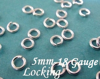 Shop Sale...Sterling Silver Locking Jump Rings 5mm 18 gauge ga g, aka Jump LOCKS