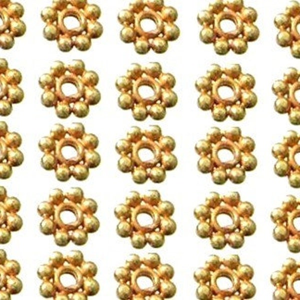 Vermeil Daisy Spacer Bead, 20pc, 4mm,  Bali 24k Gold Plated over 925 Sterling